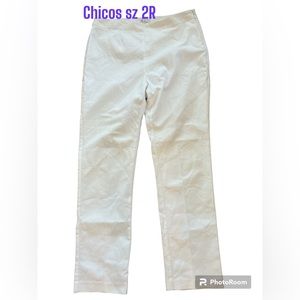 Chico's White So Slimming Stretch Cotton sz 2R sz L/12 Pants EUC